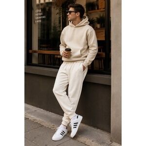 Adidas Originals Trefoil Fleece Jogger Sweatpants Cream Size L
